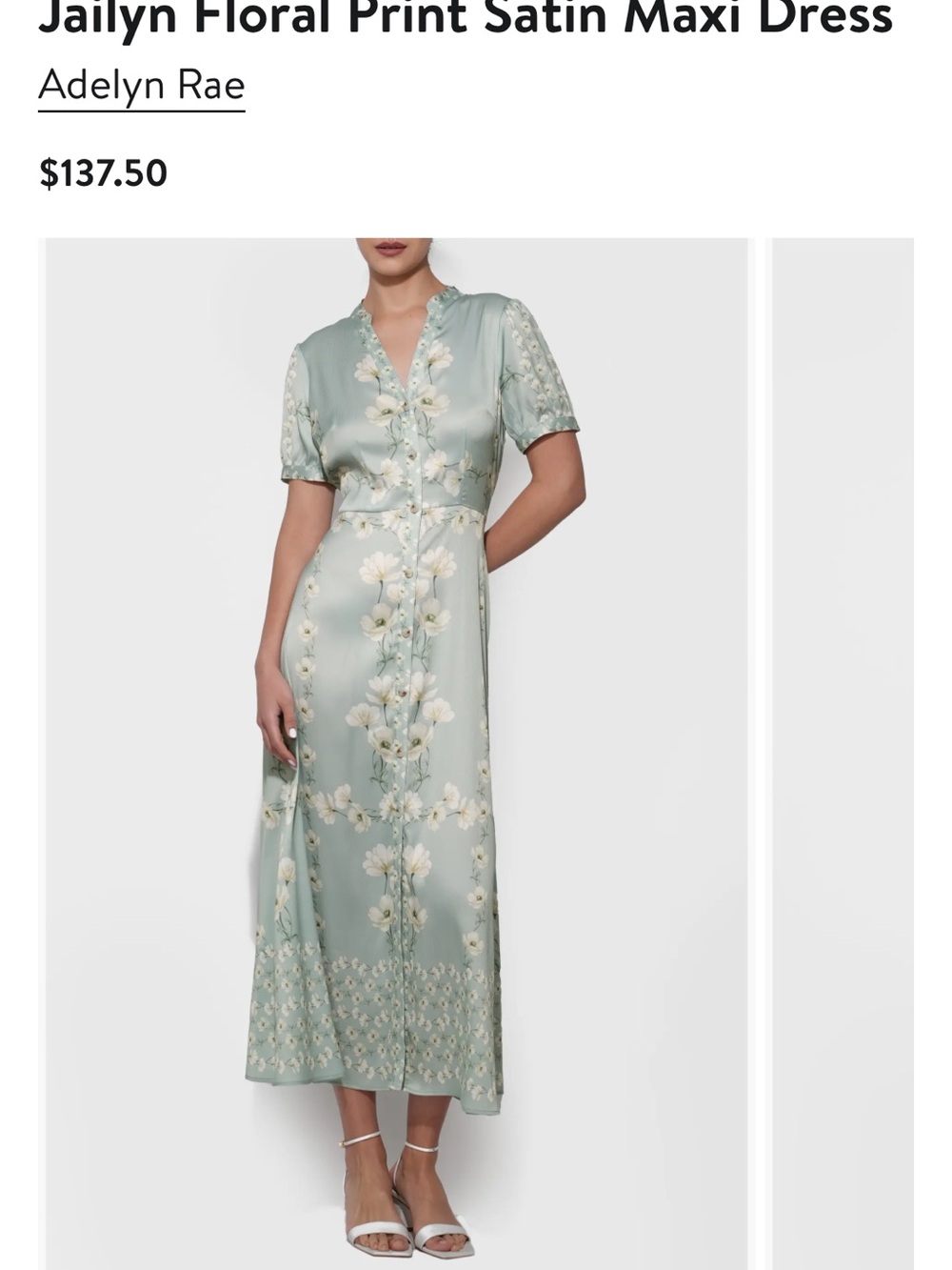 Adelyn Rae Light Blue Floral Satin Maxi dress size S